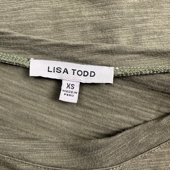 Lisa Todd Mesh Fest T-Shirt Long Sleeve 100% Cotton Mesh Striping Green Size XS - Picture 3 of 6